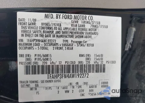 2010 Ford Focus Se from USA, damaged, VIN 1FAHP3FN4AW192272